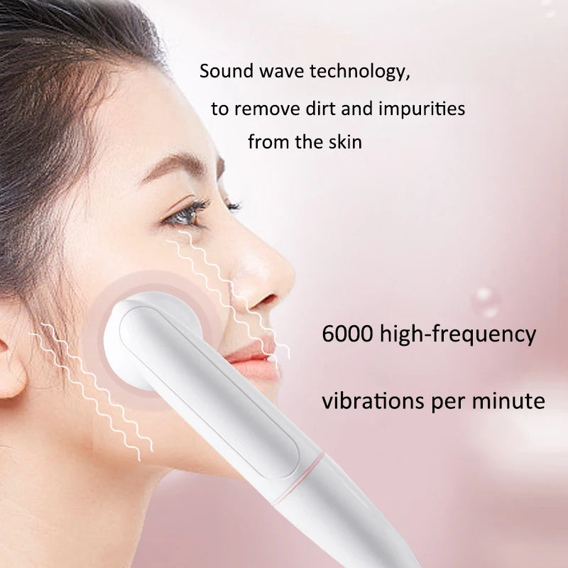 Electric Silicone Face Cleansing Brush Waterproof 2 in 1 Double Head, Sonic Vibration Facial Pore Cleaner Skincare Beauty Tool