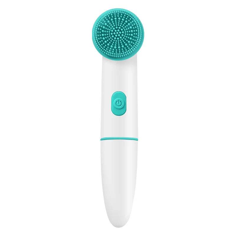 Electric Silicone Face Cleansing Brush Waterproof 2 in 1 Double Head, Sonic Vibration Facial Pore Cleaner Skincare Beauty Tool
