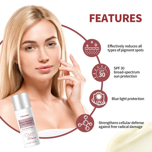 Anti-Pigment Day Cream SPF 30 Brightening Natural Inhibit Melanin Whitening and Spot Removal Outdoor Sun SKincare makeup